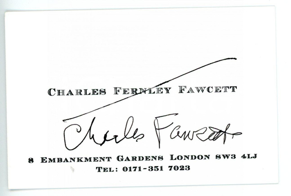 1950 ca LONDON Attore Charles FERNLEY FAWCETT - Biglietto da visita AUTOGRAFO