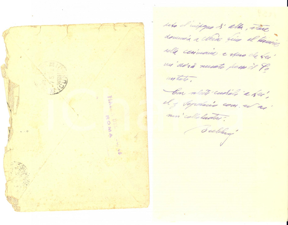 1954 ROMA Lettera Teodoro BUBBIO su pratica per acquedotto - AUTOGRAFO