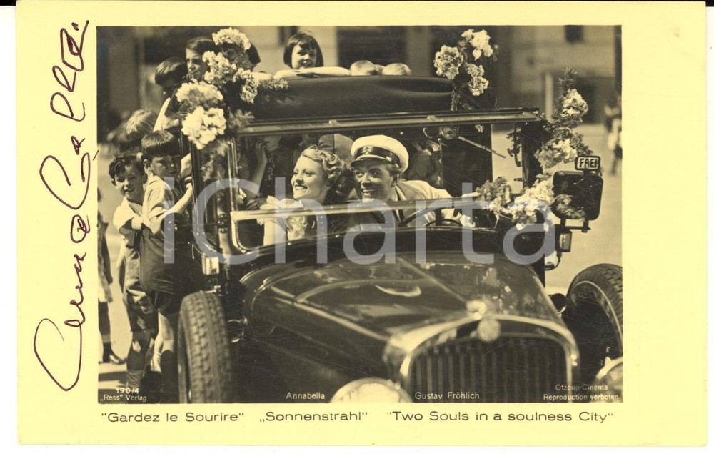 1970 ca ANNABELLA "Gardez le sourire" - Autografo su cartolina (riproduzione)