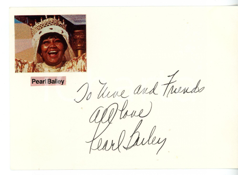 1980 ca CINEMA Attrice Pearl BAILEY - AUTOGRAFO su cartoncino 15x10 cm