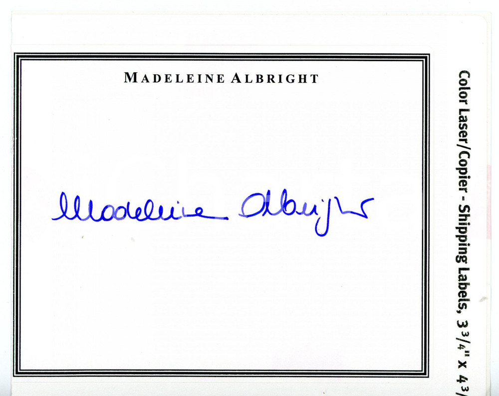 2000 ca POLITICA Madeleine ALBRIGHT Segretario di Stato USA *AUTOGRAFO 14x11 cm