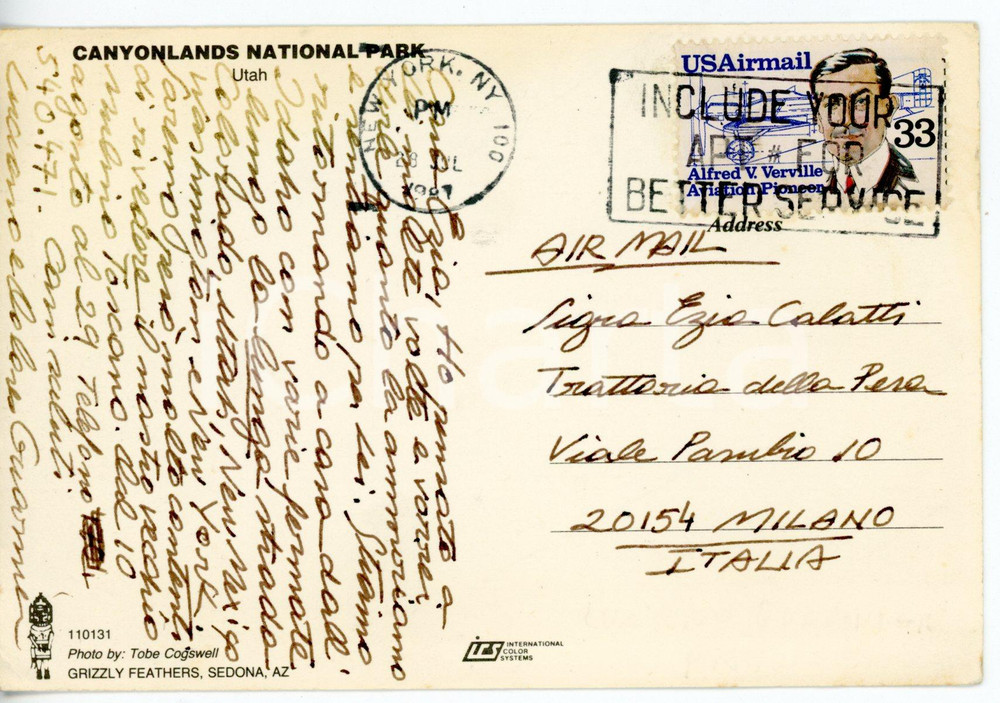 1987 NEW YORK Luciano e Dolores GUARNIERI - Cartolina con messaggio manoscritto