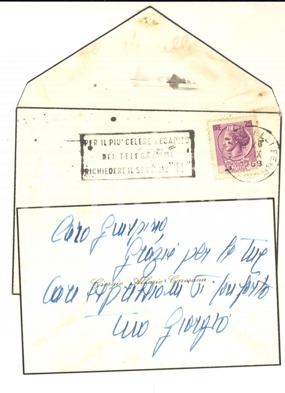 1965 VERCELLI Giorgio ALLARIO CARESANA - Biglietto da visita AUTOGRAFO