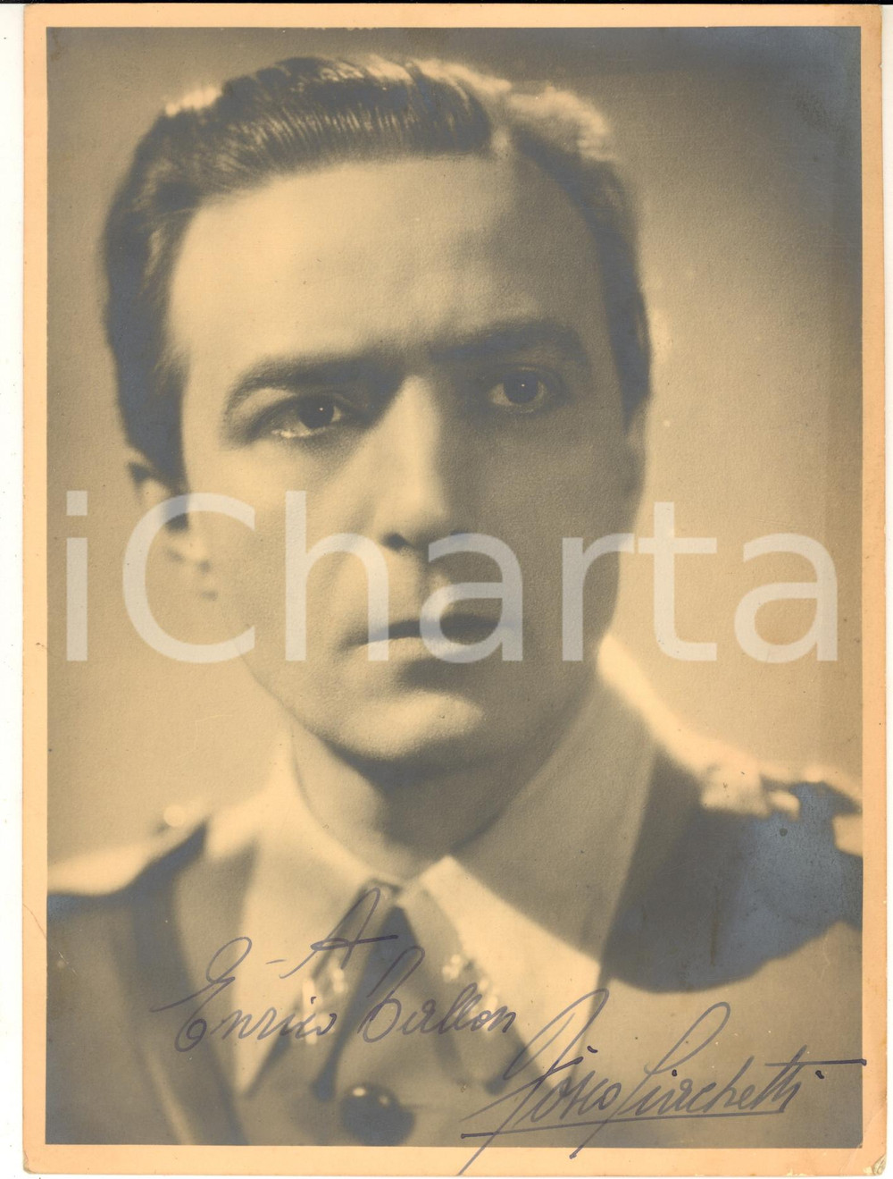 1940 ca CINEMA Attore Fosco GIACHETTI *Foto seriale con AUTOGRAFO 18x24 cm