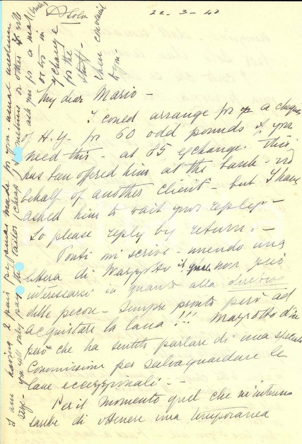 1940 ASOLO Lettera pittrice Flora STARK al conte Mario di ROASCIO  - Autografo