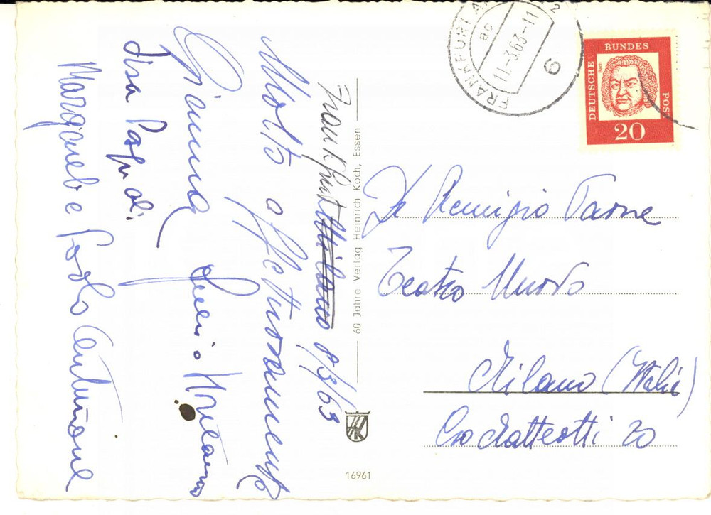 1963 FRANKFURT Cartolina Paolo CENTURIONI Margaret MARTIN - AUTOGRAFI