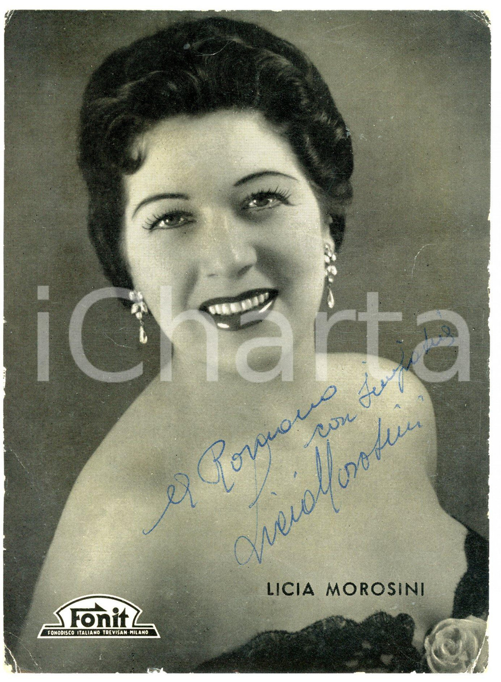 1955 ca MUSICA Cantante Licia MOROSINI - Fotografia seriale FONIT con AUTOGRAFO
