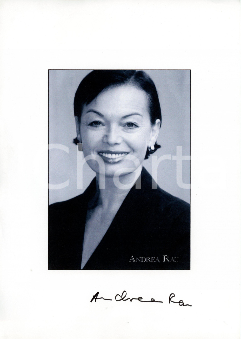 1995 ca CINEMA Attrice Andrea RAU - AUTOGRAFO su ritratto a stampa