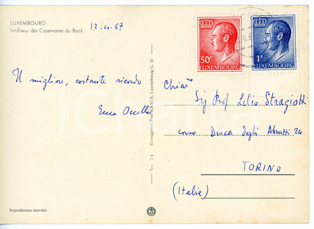 1967 LUSSEMBURGO Professor Enea OCCELLA *Cartolina con AUTOGRAFO - FG VG