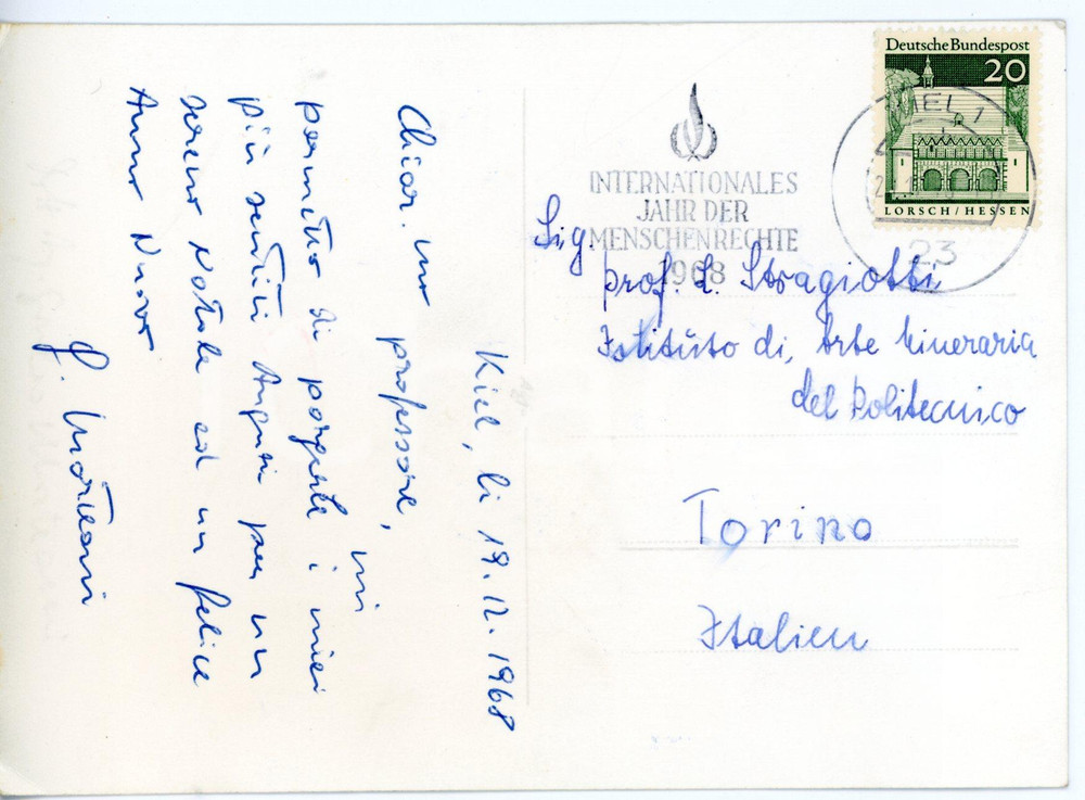 1968 KIEL Professor Giulio MORTEANI *Cartolina con AUTOGRAFO - VG