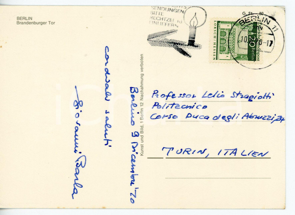 1970 BERLIN Ingegner Giovanni BARLA - Cartolina con AUTOGRAFO - VG
