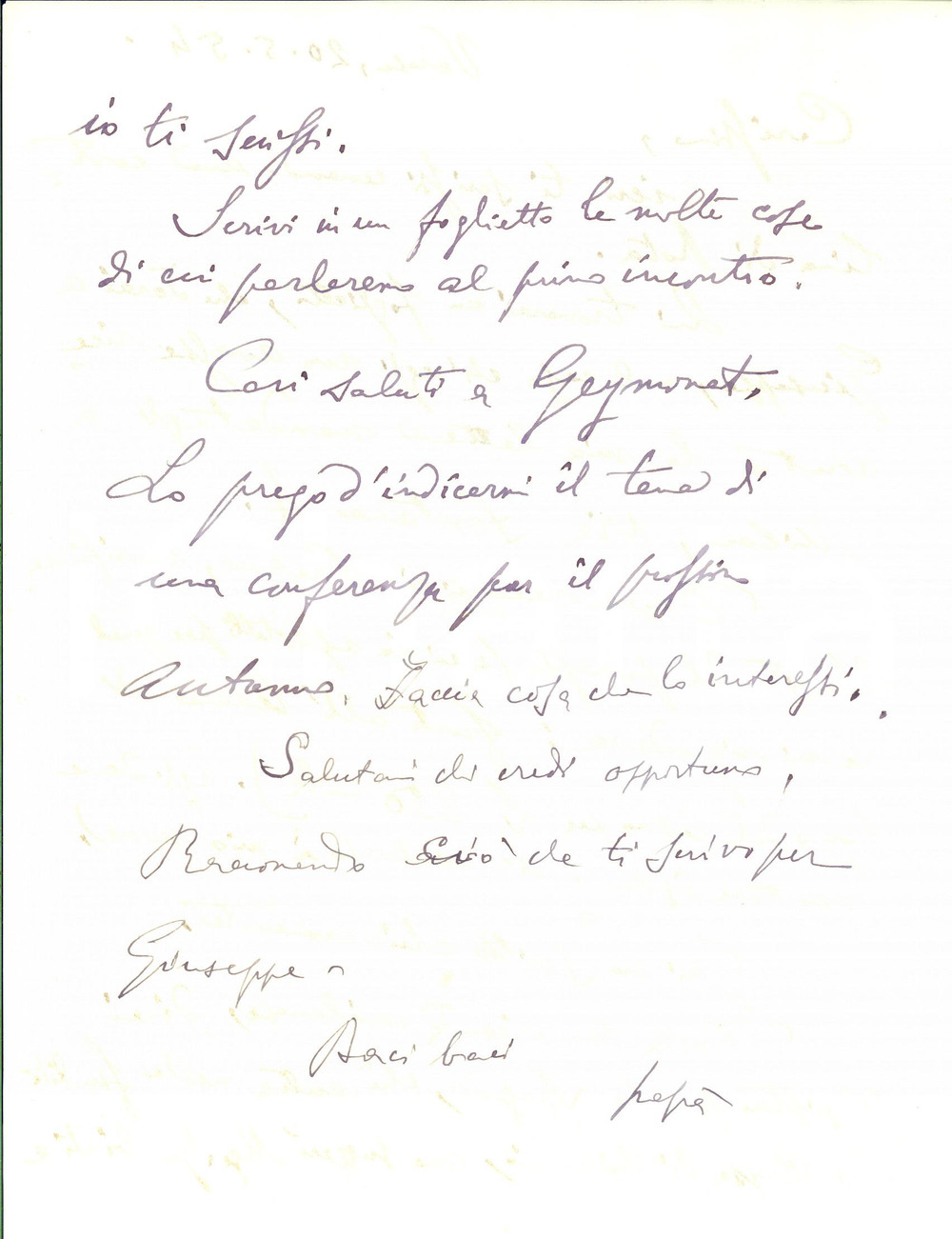 1954 VARESE Lettera prof. Domenico BULFERETTI al figlio Luigi - AUTOGRAFO