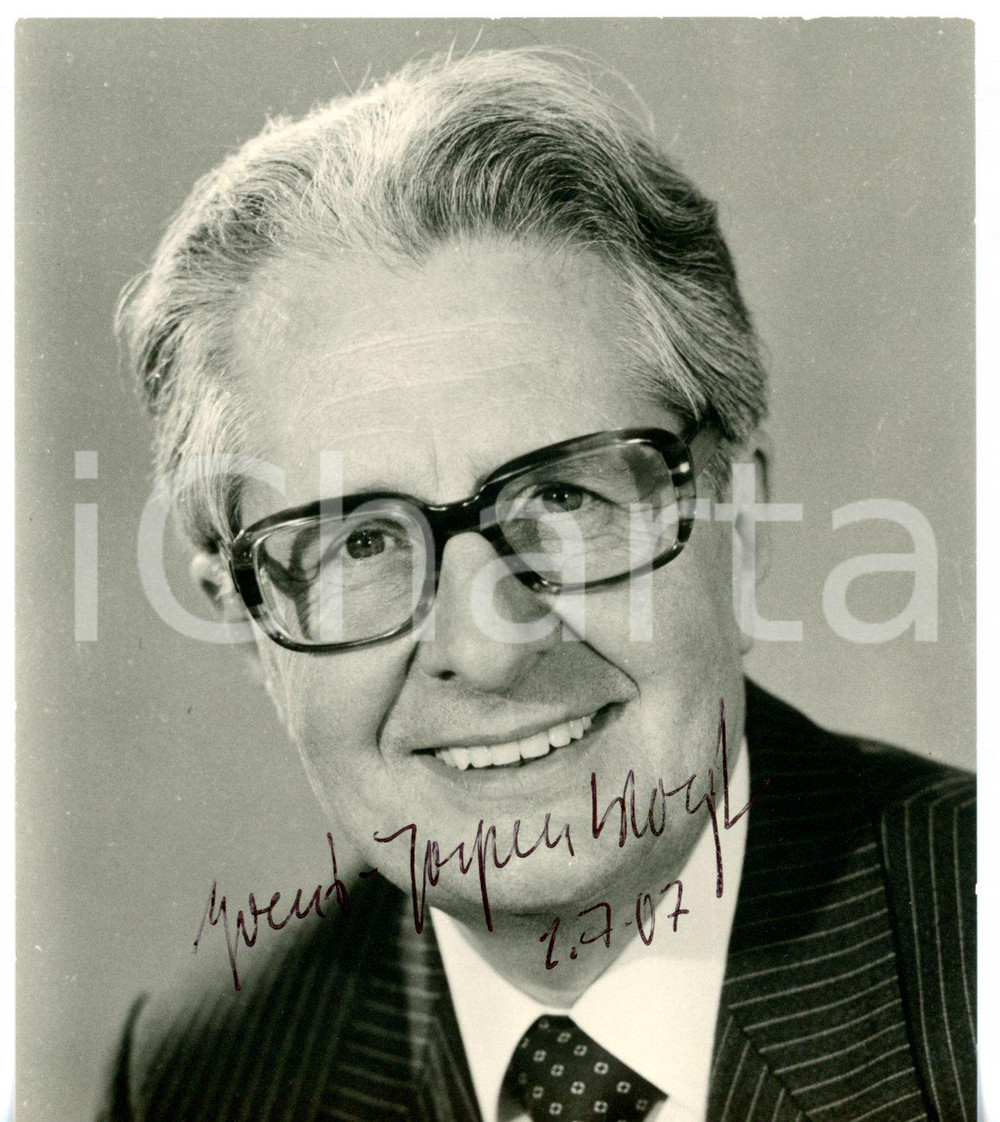 2007 POLITICA - SPD Hans-Jochen VOGEL - Ritratto *Fotocartolina con AUTOGRAFO