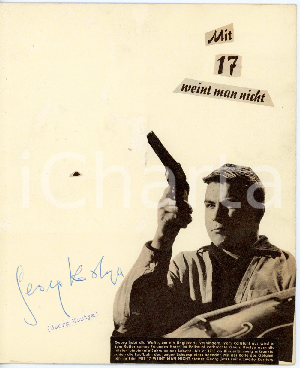 1960 CINEMA "Mit 17 weint man nicht" - Georg KOSTYA - Collage *AUTOGRAFO