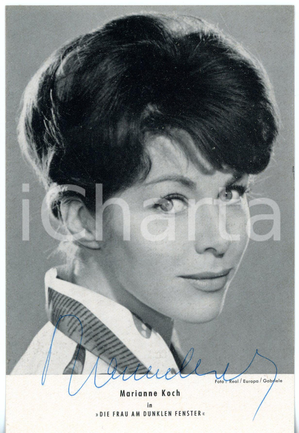 1960 CINEMA Attrice Marianne KOCH - Ritratto *Fotografia seriale con AUTOGRAFO