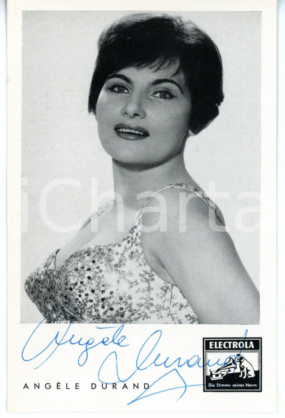 1960 MUSICA Cantante Angèle DURAND - Foto seriale ELECTROLA con AUTOGRAFO