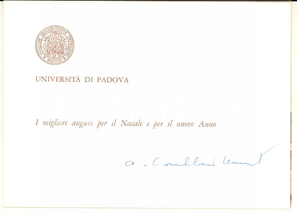1980 ca UNIVERSITA' PADOVA Biglietto Augusto CAVALLARI MURAT - AUTOGRAFO