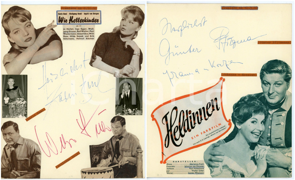 1960 CINEMA "Wir Kellerkinder" - Karin BAAL Wolfgang NEUSS *SIGNED collage 20x24