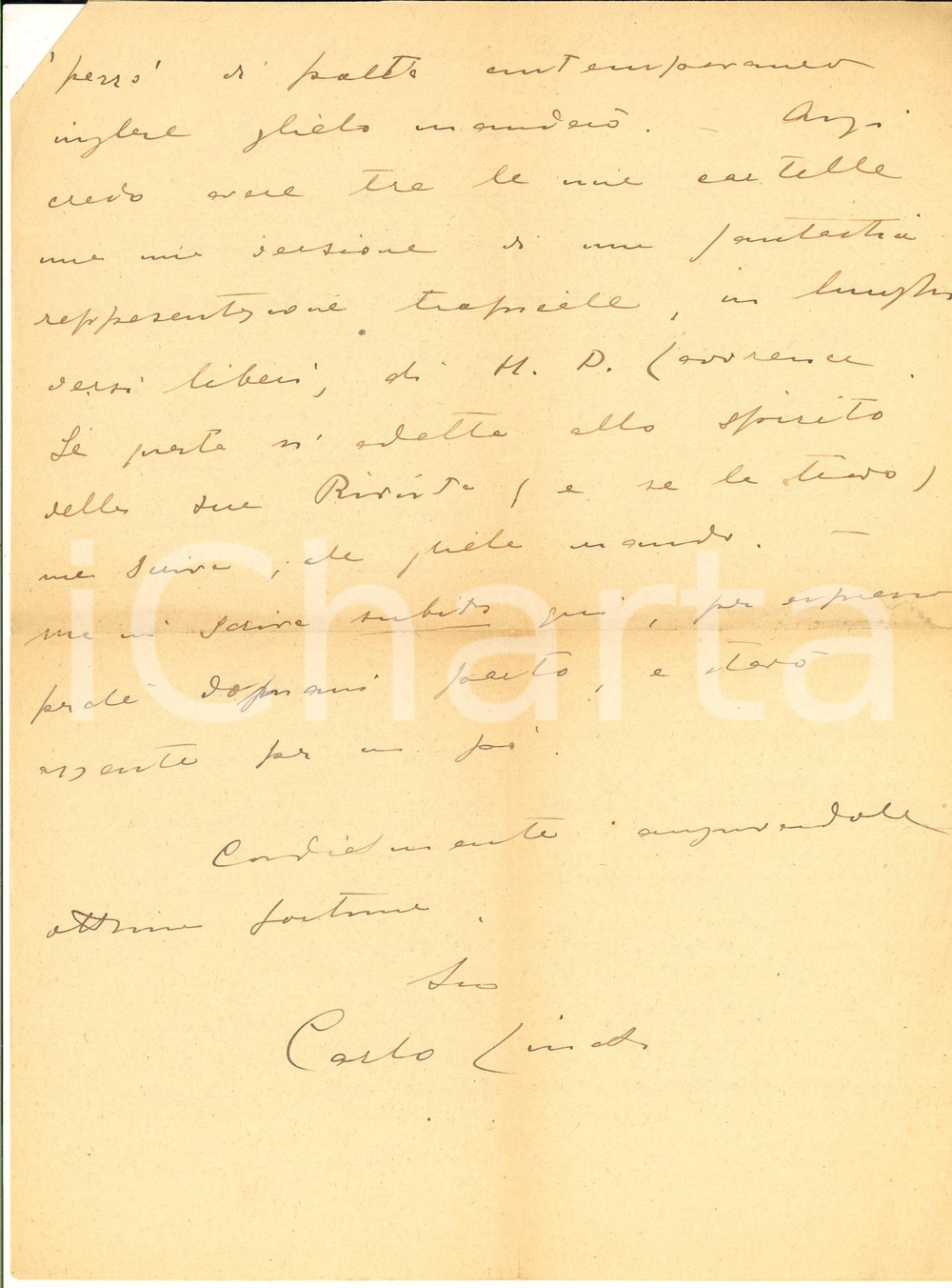 1925 MILANO Carlo LINATI e la poesia anglosassone moderna - AUTOGRAFO