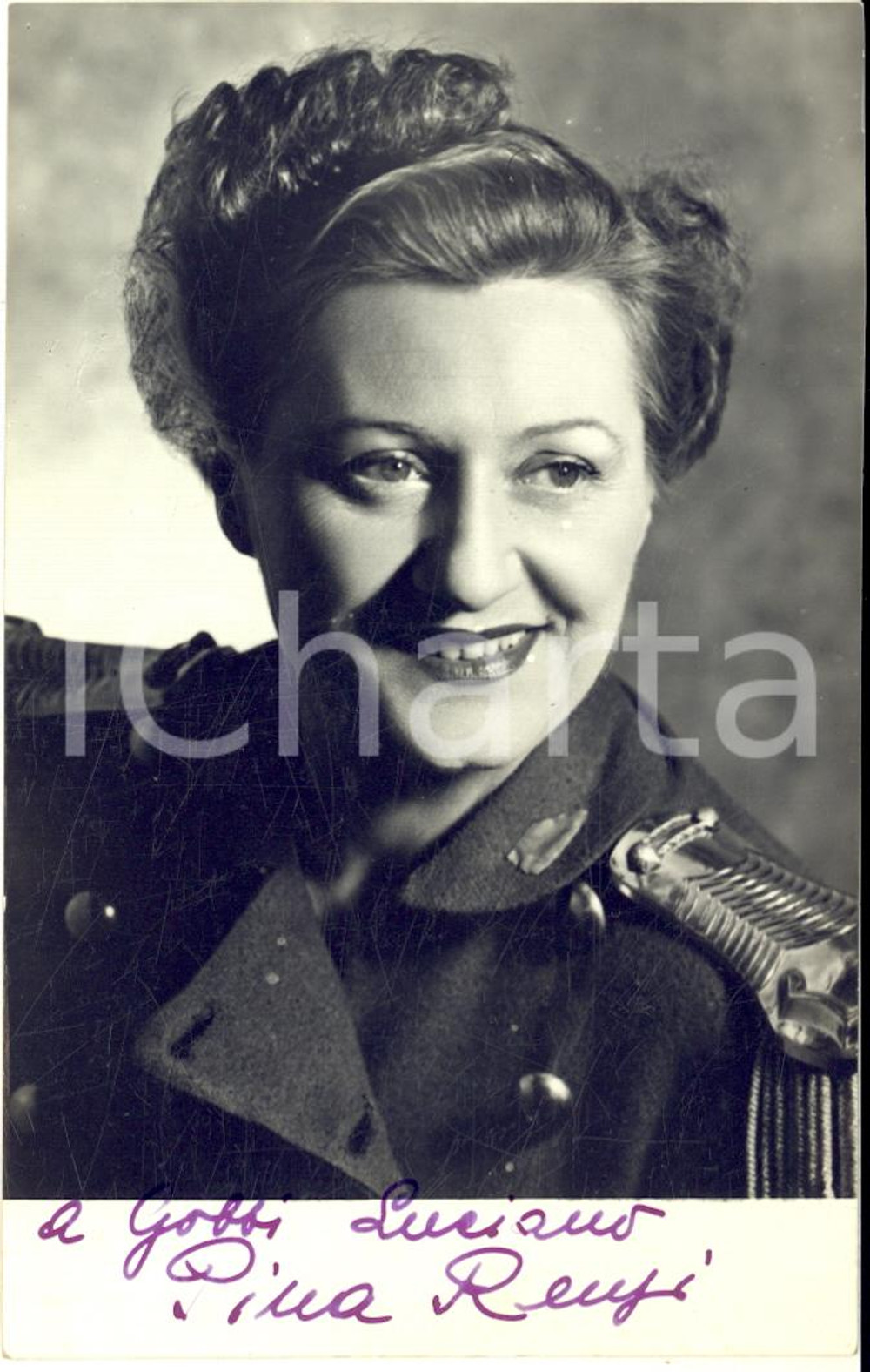 1950 ca CINEMA Attrice Pina RENZI - Fotocartolina seriale con AUTOGRAFO 9x14 cm
