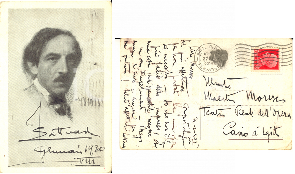 1935 MILANO Cartolina Felice LATTUADA al regista Riccardo MORESCO  - AUTOGRAFO