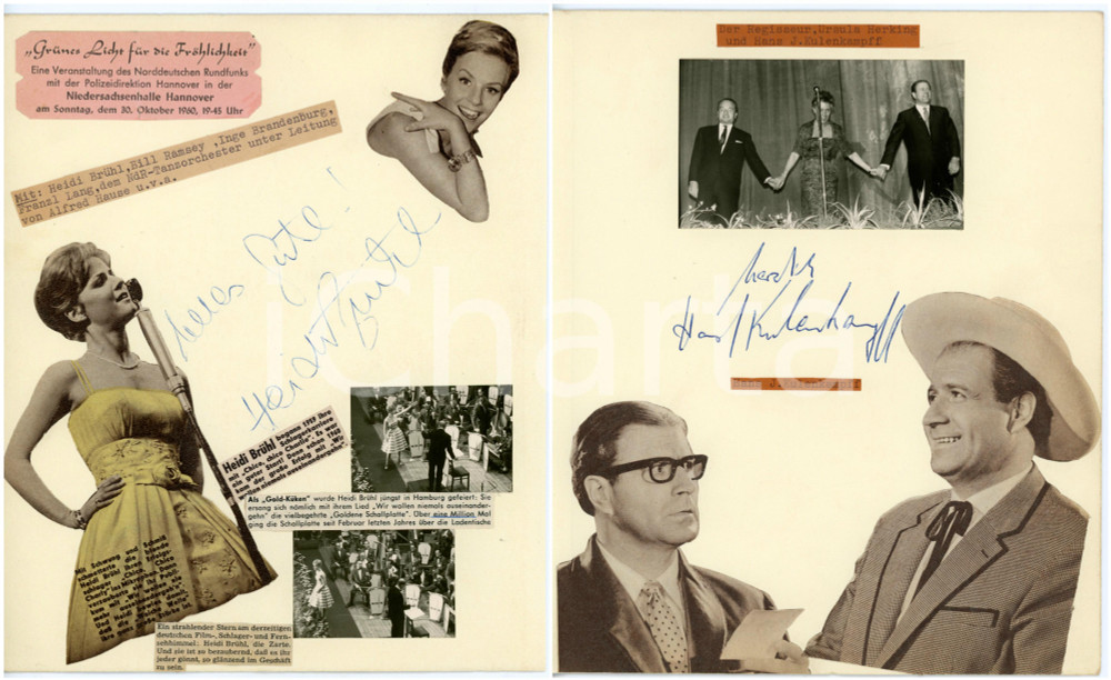 1960 COSTUME Heidi BRUHL - Hans-Joachim KULENKAMPFF *SIGNED photo collage 20x24