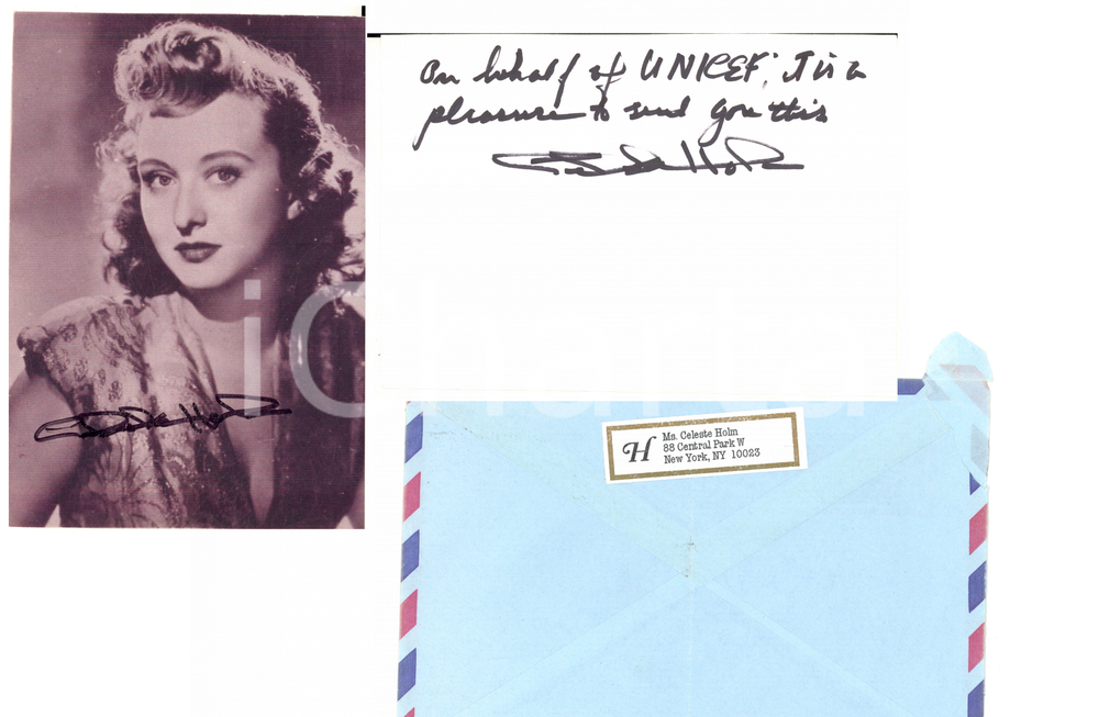 2005 NEW YORK Actress Celeste HOLM - SIGNED postcard from UNICEF