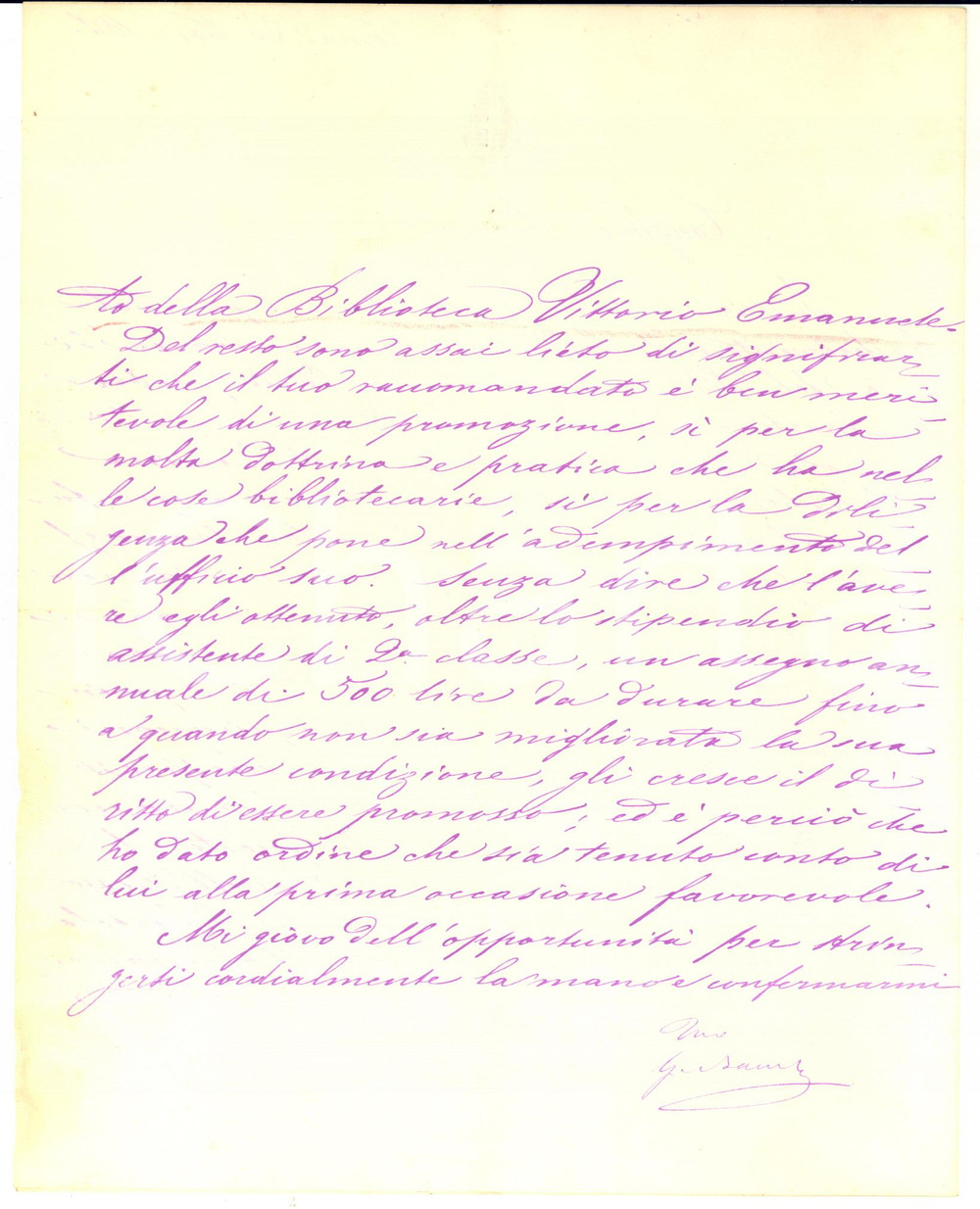 1881 ROMA Lettera ministro Guido BACCELLI ad Agostino BERTANI - AUTOGRAFO