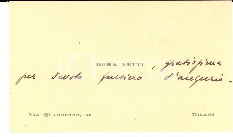 1930 ca MILANO Giornalista Dora SETTI - Biglietto da visita AUTOGRAFO