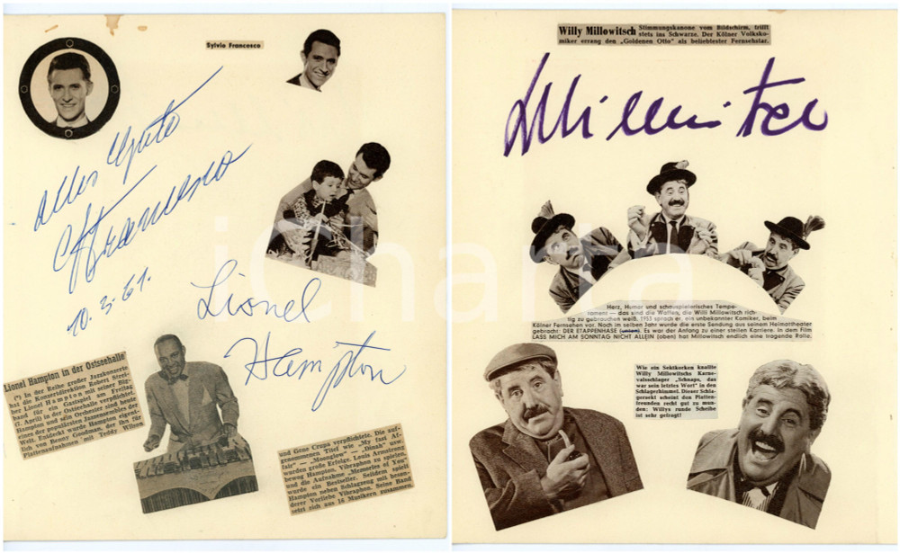 1961 Silvio FRANCESCO - Lionel HAMPTON - Willy MILLOWITSCH *SIGNED collage 20x24