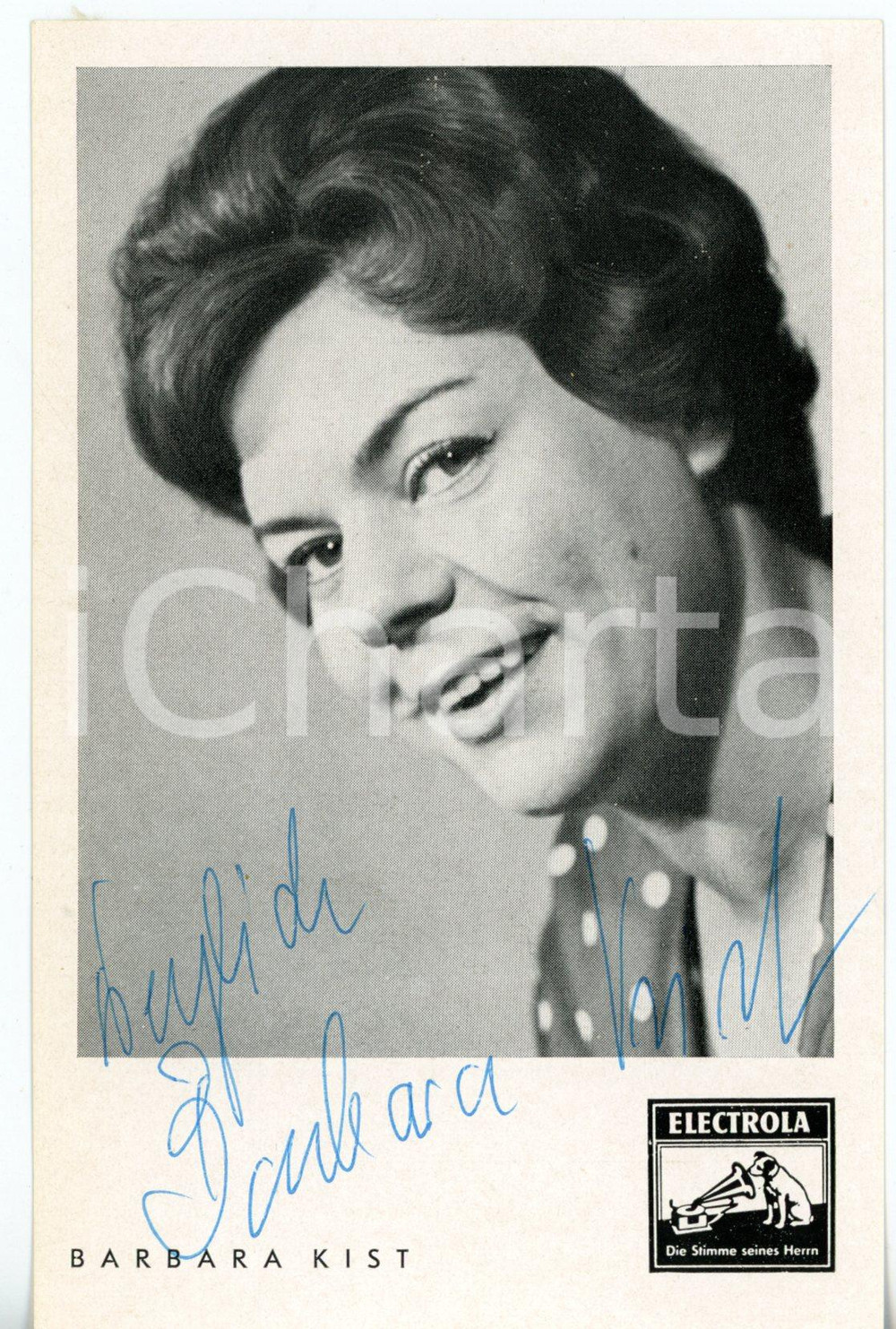 1960 MUSICA Cantante Barbara KIST - Foto seriale ELECTROLA con AUTOGRAFO 9x14 cm