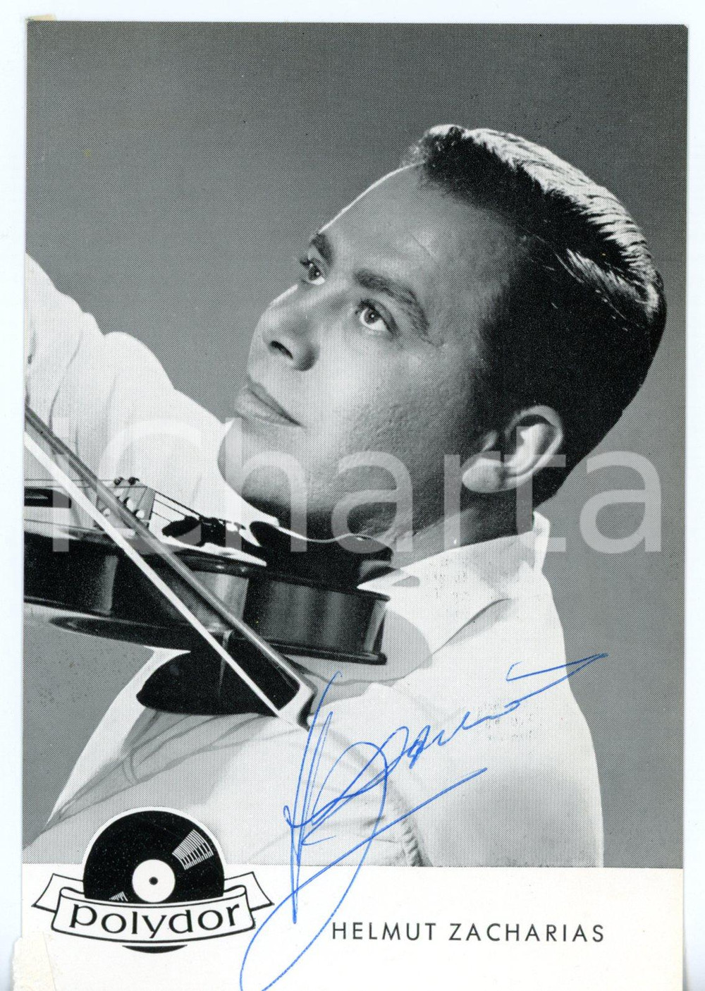1960 MUSICA Violinista Helmut ZACHARIAS *Foto seriale POLYDOR con AUTOGRAFO 9x14