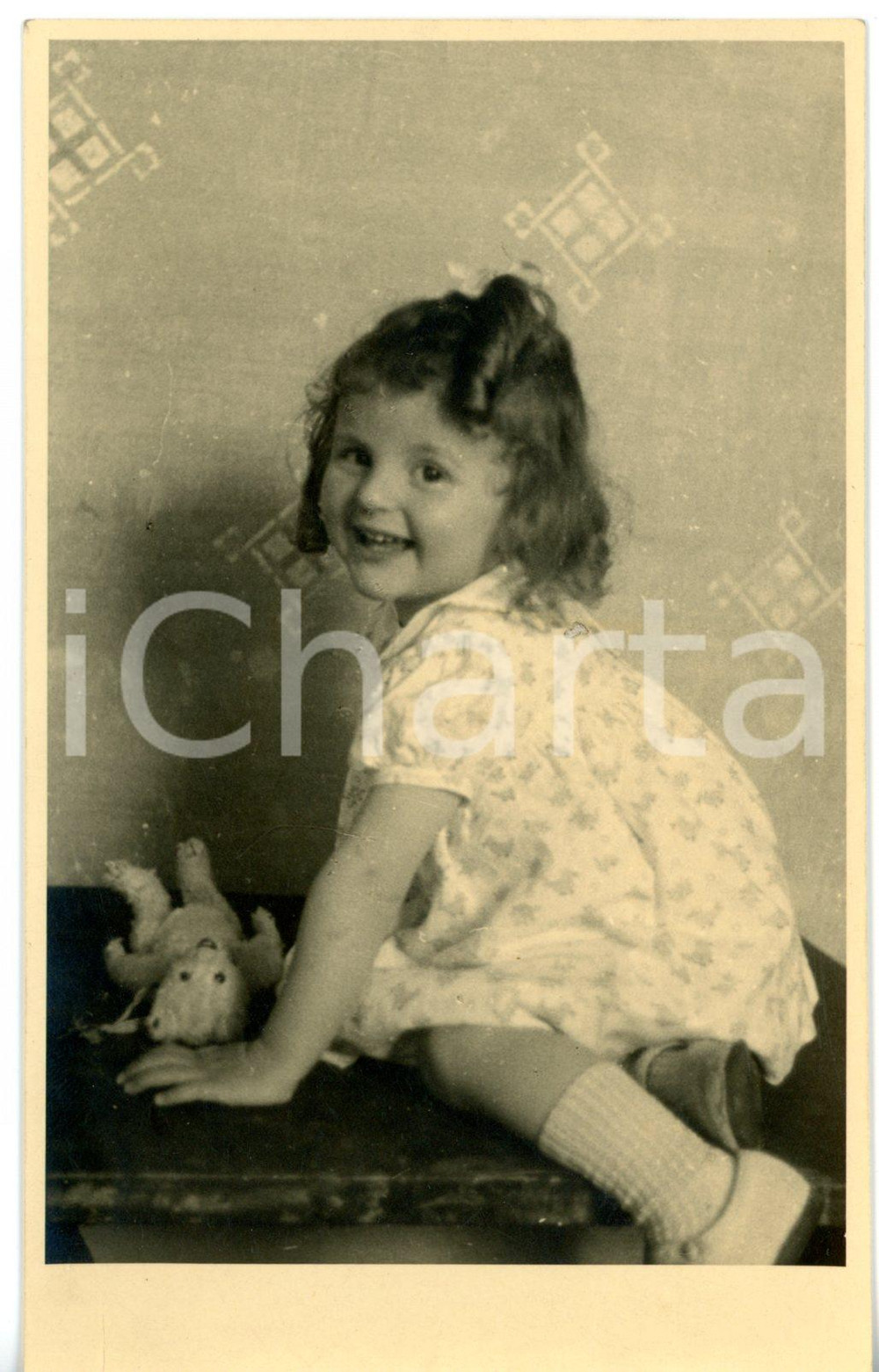 1943 BORGOMANERO Giulia Anatolia MOLLI con orsetto di pezza - Fotocartolina 8x14