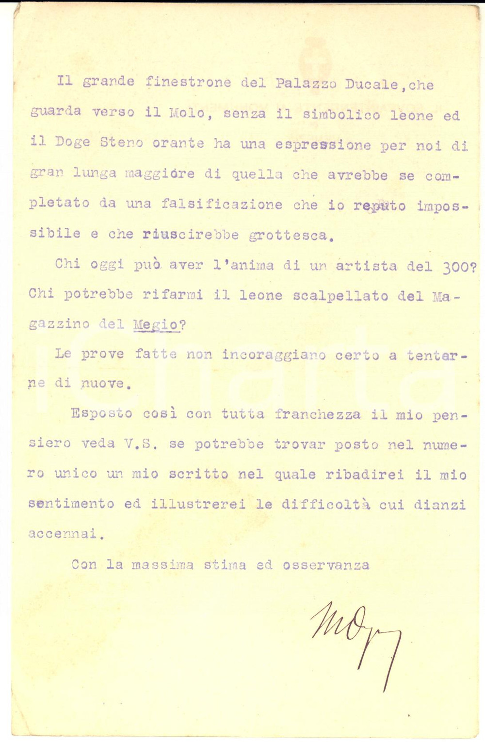 1923 VENEZIA Massimiliano ONGARO contro il restauro dei leoni scalpellati