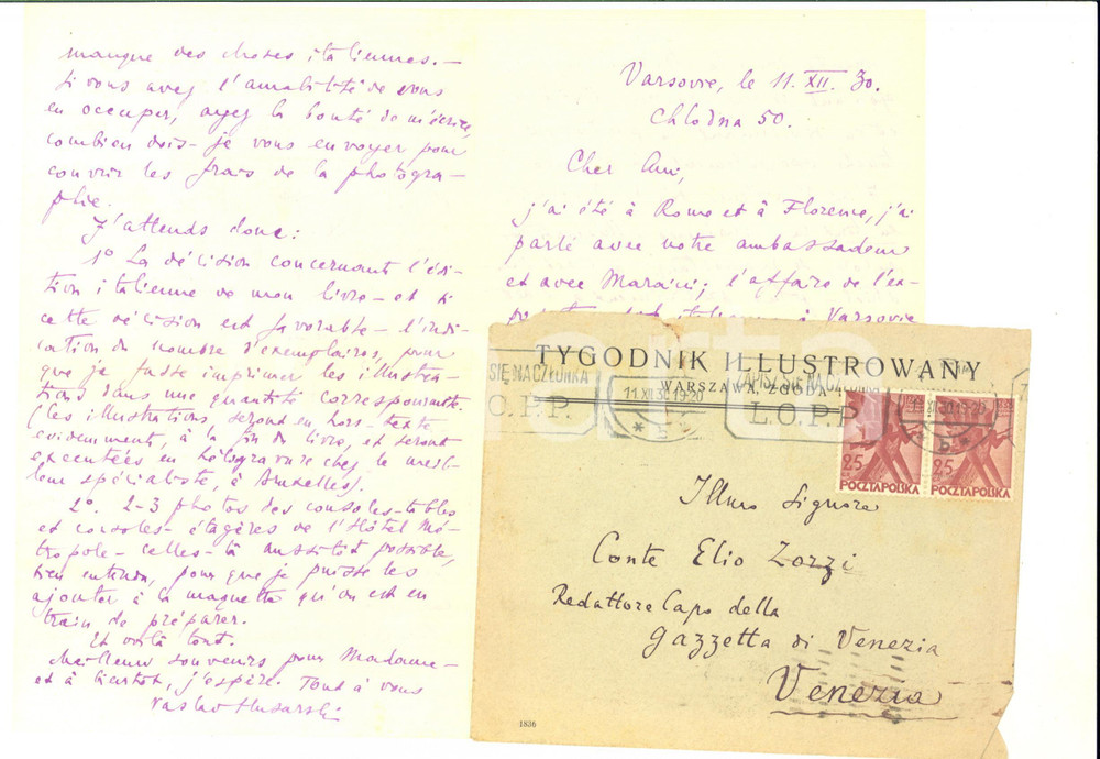 1930 VARSAVIA Waclaw HUSARSKI sul suo "Le style romantique" - AUTOGRAFO