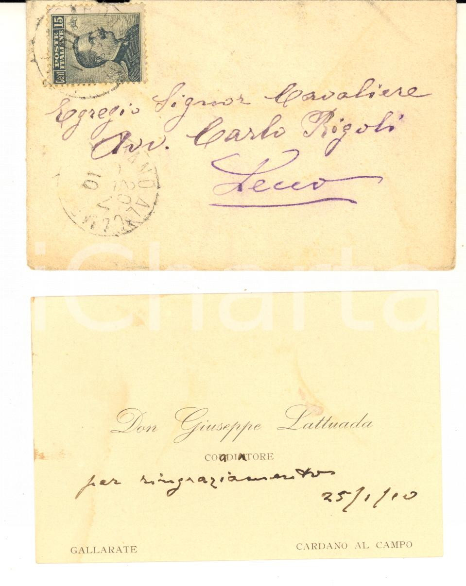 1910 CARDANO AL CAMPO Don Giuseppe LATTUADA - Biglietto da visita autografo