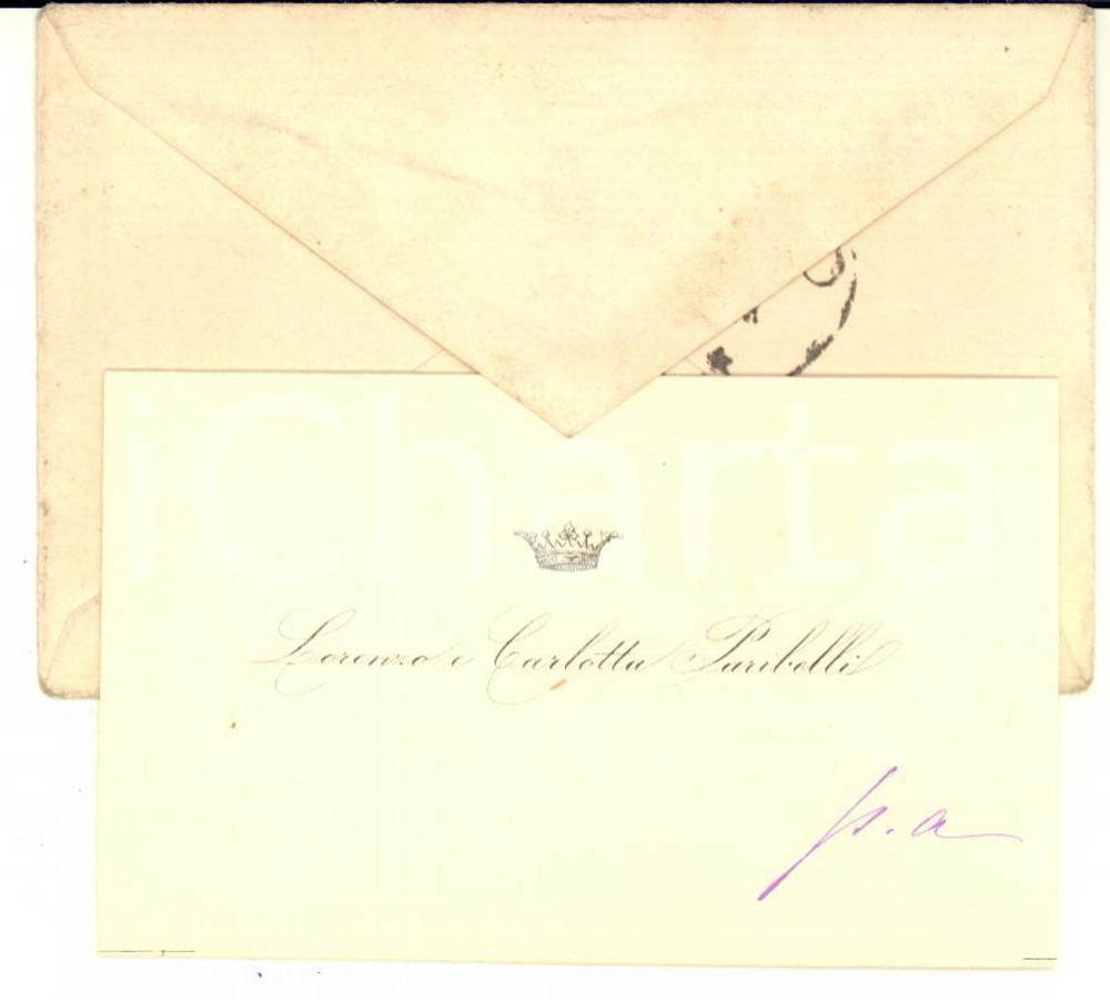 1889 MILANO Nobili Lorenzo e Carlotta PARIBELLI - Biglietto da visita autografo