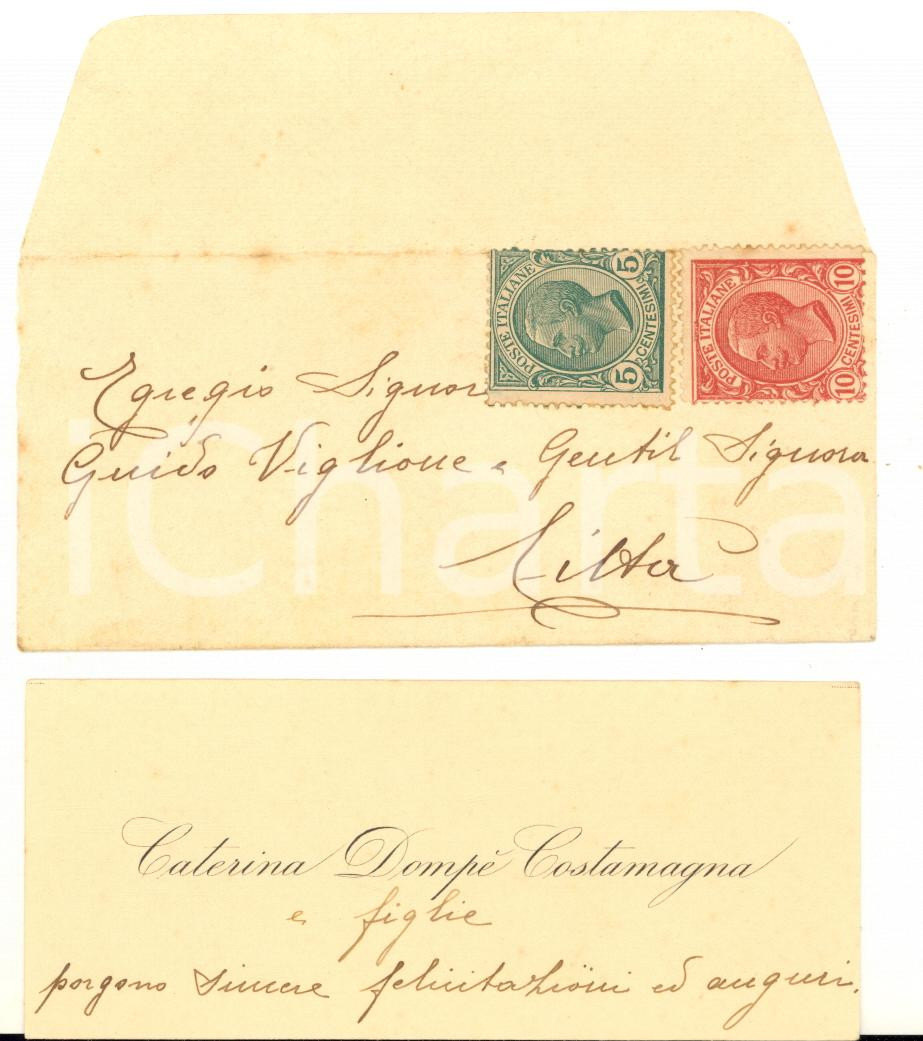 1880 ca MILANO (?) Caterina DOMPE' COSTAMAGNA - Biglietto da visita autografo