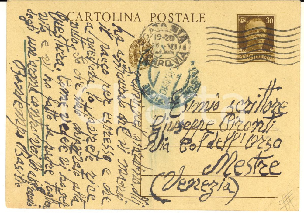 1941 CATANIA Basilio BONTEMPO calma un infuriato accusatore - AUTOGRAFO