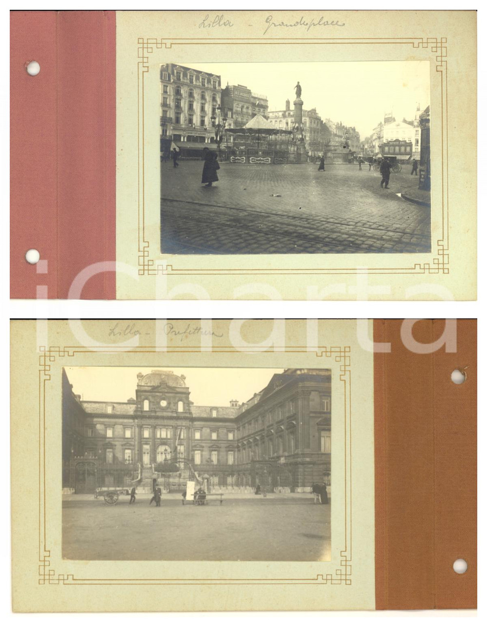 1910 ca LILLE Grand'Place - Prefettura - Lotto 2 foto VINTAGE ANIMATE Carrozze