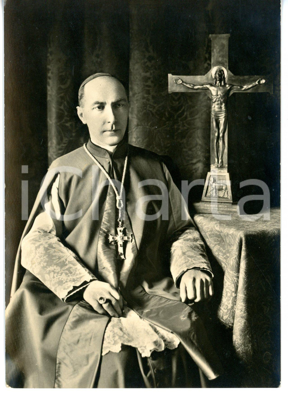1940 ca BIELLA Ritratto del vescovo Carlo ROSSI con crocifisso *Fotocartolina FG