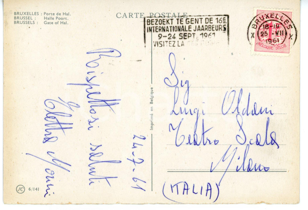 1961 BRUXELLES Ballerina Elettra MORINI - Cartolina con AUTOGRAFO - FG