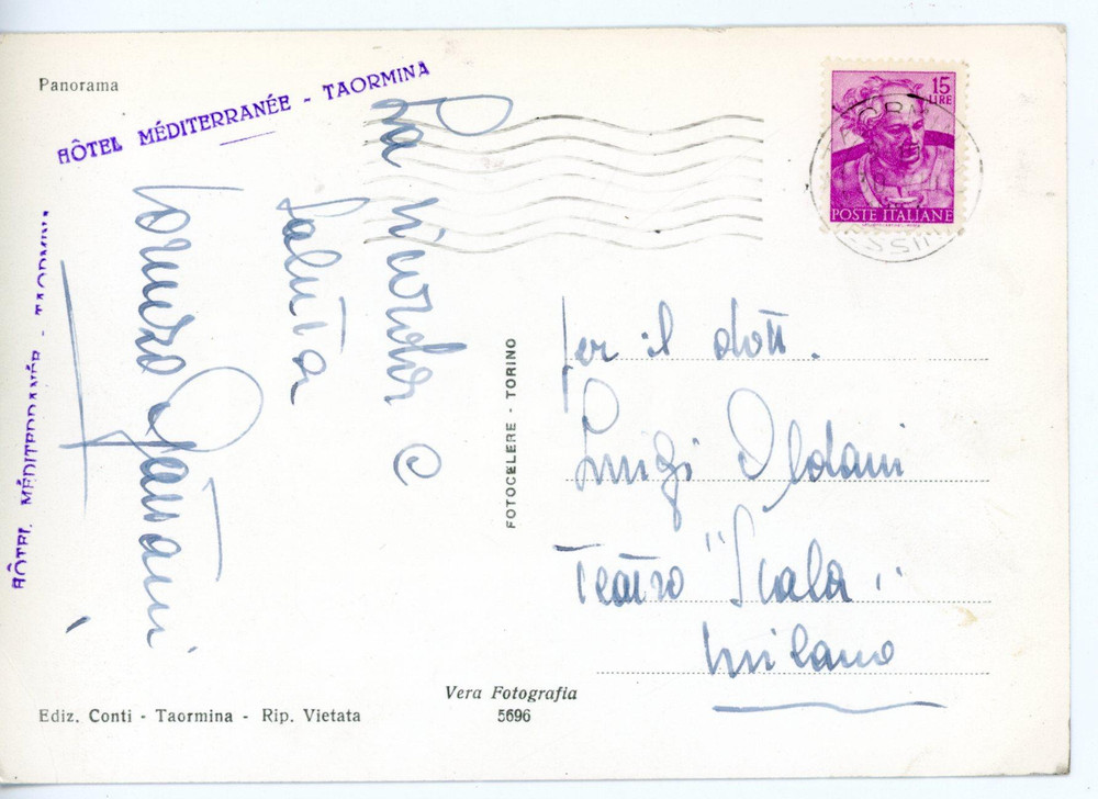 1960 ca TAORMINA LIRICA Basso Lorenzo GAETANI - Cartolina con AUTOGRAFO - FG