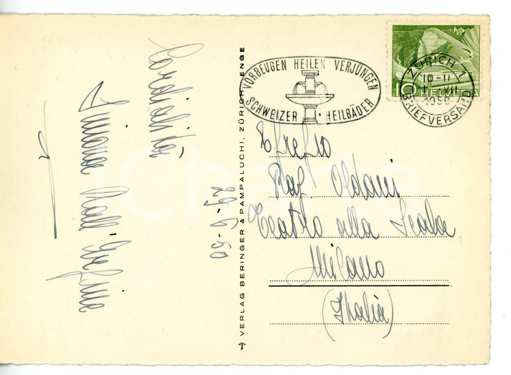 1950 ZURIGO LIRICA Cantante Simone DALL'ARGINE *Cartolina con AUTOGRAFO - FG