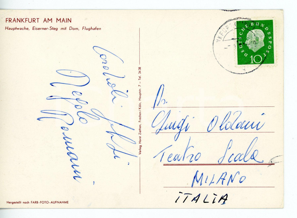 1961 FRANKFURT AM MAIN - LIRICA Tenore Regolo ROMANI - Cartolina con AUTOGRAFO