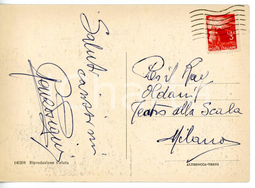 1945 NAPOLI LIRICA Tenore Renzo PIGNI *Cartolina con AUTOGRAFO - FG