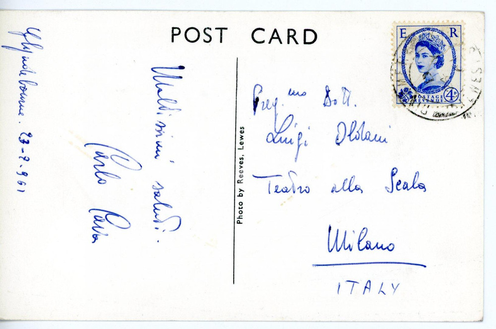 1961 GLYNDEBOURNE - LIRICA Basso Carlo CAVA - Cartolina con AUTOGRAFO FP VG
