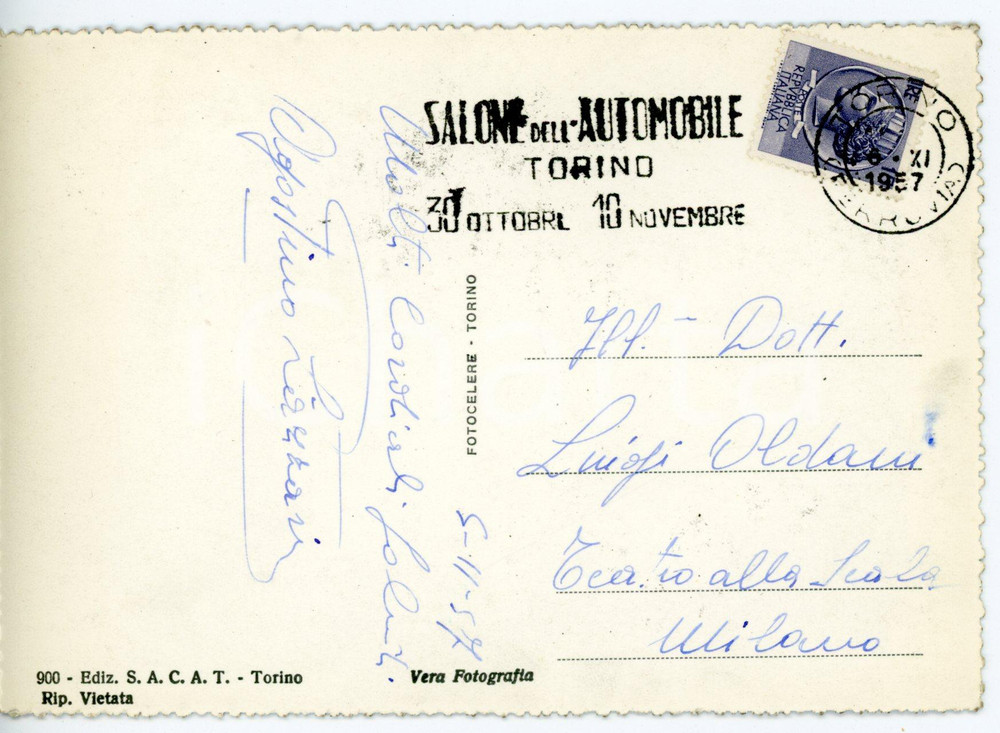 1957 TORINO - LIRICA Tenore Agostino LAZZARI *Cartolina con AUTOGRAFO FG VG