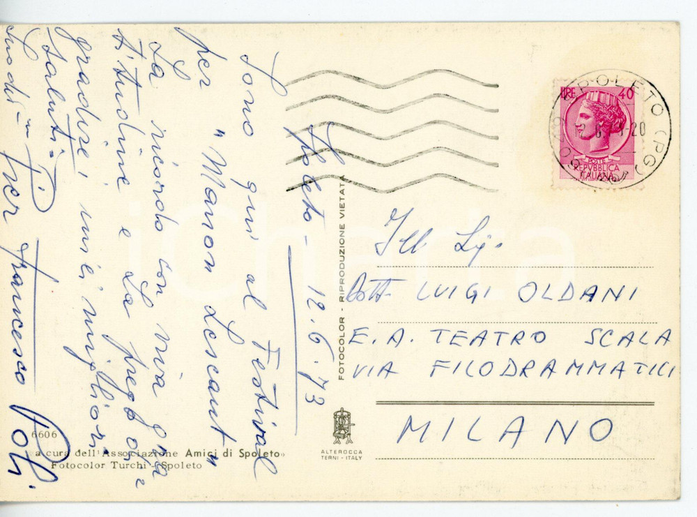 1973 SPOLETO Festival dei Due Mondi - Tenore Pier Francesco POLI *AUTOGRAFO