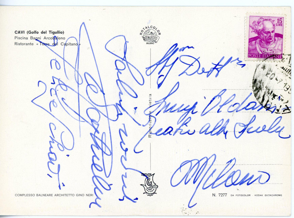 1960 ca CAVI DI LAVAGNA LIRICA Baritono Felice SCHIAVI *Cartolina con AUTOGRAFO